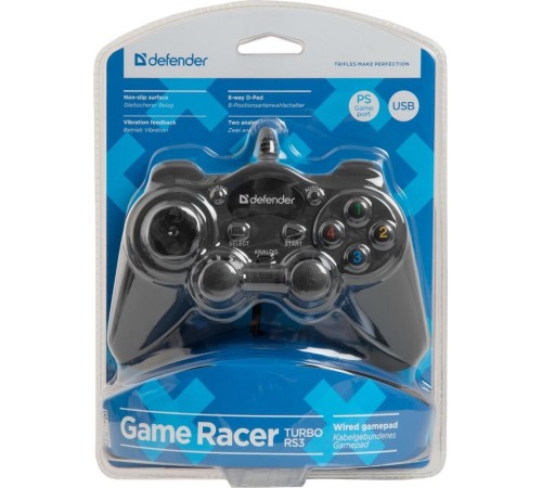 Defender Проводной геймпад Game Racer Turbo RS3 USB-PS2/3, 12 кнопок, 2 стика