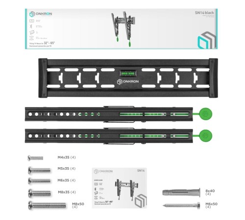 ONKRON кронштейн для телевизора 32"-65" наклонный, чёрный SN14 ONKRON кронштейн для телевизора 32"-65" наклонный, чёрный SN14