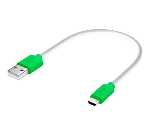GCR Кабель 0.5m MicroUSB, белый, зеленые коннекторы, быстрая зарядка, 28/24 AWG, GCR-53225