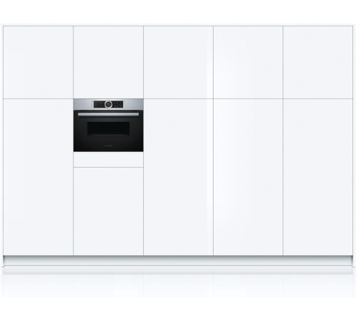 Встраиваемая электрическая духовка BOSCH С СВЧ, 45.5x59.5x54.8 см, 45л, дисплей, 6 режимов, EcoClean, сталь, максимальная мощность микроволн 900 Вт