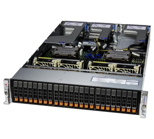 Сервер Supermicro Hyper A+ Server 2U 2125HS-TNR 2xGenoa 9374F/24x96Gb/1x7450 PRO 960GB NVMe PCIe 4.0 M.2(24 NVMe)/2-port 10GBase-T 2x10Gb SFP+/2x1600W(2nd config)
