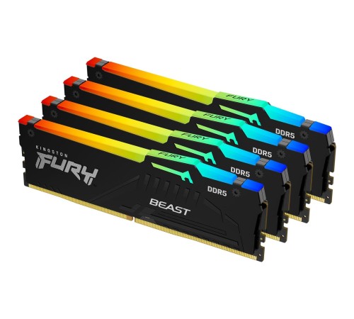 Память оперативная/ Kingston 128GB 5600MT/s DDR5 CL40 DIMM (Kit of 4) FURY Beast RGB XMP Память оперативная/ Kingston 128GB 5600MT/s DDR5 CL40 DIMM (Kit of 4) FURY Beast RGB XMP