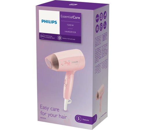 Фен Philips/ Фен Philips, дорожный, мощность 1200 Вт, 3 скорости, 3 режима работы, 1 насадка, цвет черный Фен Philips/ Фен Philips, дорожный, мощность 1200 Вт, 3 скорости, 3 режима работы, 1 насадка, цвет черный