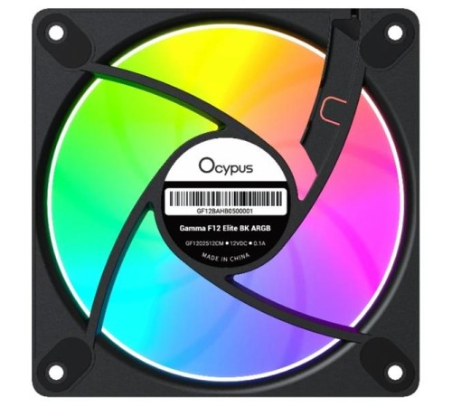 Вентилятор для корпуса Ocypus Gamma F12 Elite BK ARGB 3 IN 1, 120x120x25mm, 4-PIN PWM, 600-1800 RPM, 26 DBA MAX, HYDRO BEARING