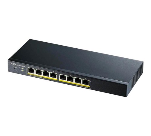 Коммутатор/ Zyxel GS1900-8HP Smart L2 PoE+ Switch , 8xGE PoE+, Desktop, Silent, Budget PoE 70W