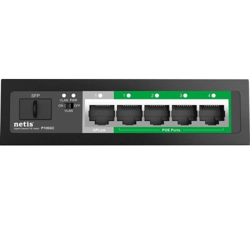 Коммутатор/ Коммутатор Netis P106GC (L2) 5x1Гбит/с 1SFP 4PoE 60W неуправляемый