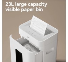 Уничтожитель бумаг (шредер), 8 лист. одновр., 2x12mm, непрерыв. вр.работы 30 мин., ср.скорость 1,6 м/мин, P5,объем корзины 23 Л., белый