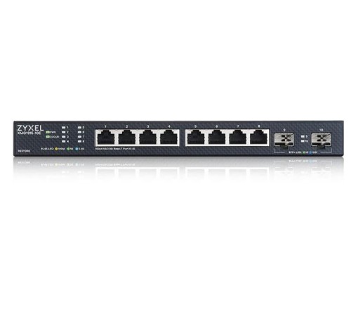 коммутатор Мультигигабитный Smart L3 Lite коммутатор Zyxel NebulaFlex XMG1915-10E, 8xRJ-45: 1/2.5G, 2xSFP+, бесшумный (без вентилятора)