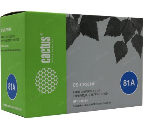 -/ Картридж лазерный Cactus CS-CF281A CF281A черный (10500стр.) для HP LJ Enterprise M630/M604n/M605n/M