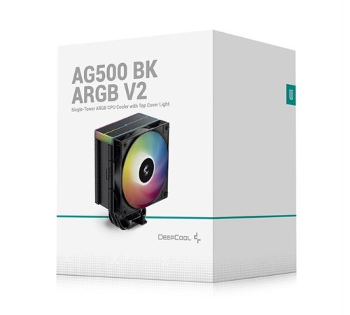 Кулер для процессора DEEPCOOL AG500 BK ARGB V2 LGA1700/1200/115X/AM5/AM4 (12шт/кор, TDP 240W, PWM, ARGB Fan 120mm, 5 тепл. трубок) RET