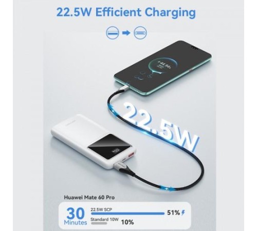 Power Bank Vention 10000mAh(M/C-A/A)22.5W Белый с LED Дисплеем Power Bank Vention 10000mAh(M/C-A/A)22.5W Белый с LED Дисплеем