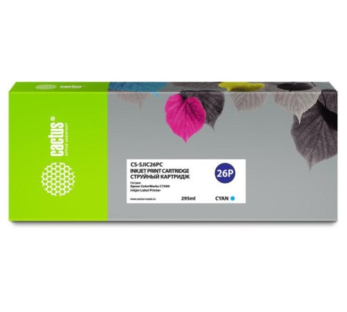 -/ Картридж струйный Cactus CS-SJIC26PC C33S020619 голубой (295мл) для Epson ColorWorks TM-C7500
