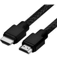 Кабель 2.0m HDMI 2.0, черный нейлон, Ultra HD, 4K 60 fps 60Hz/5K*30Hz, 3D, AUDIO, 18.0 Гбит/с