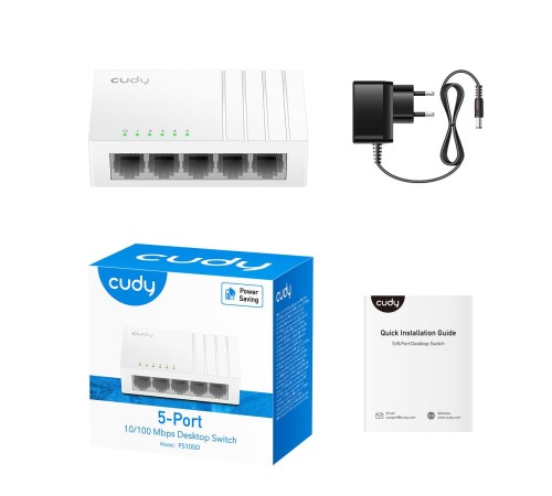 Коммутатор/ 5-Port 10/100 Mbps Desktop Switch, 5 10/100M RJ45 Ports, Loop Detection, Desktop Plastic Case, Power Saving, Plug & Play