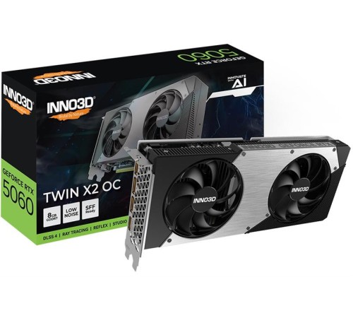 Видеокарта INNO3D RTX 5060 Twin X2 OC//RTX5060, HDMI, DP*3, 8G,D7 Видеокарта INNO3D RTX 5060 Twin X2 OC//RTX5060, HDMI, DP*3, 8G,D7
