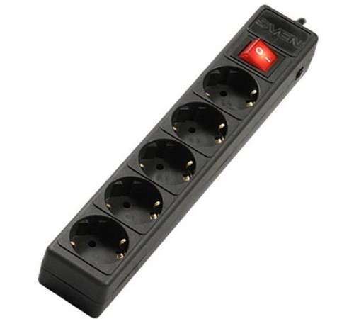 Фильтр SVEN Optima Base 5,0 м (5 розеток) черны/ Surge Protector SVEN Optima Base 5,0 m (5 sockets) Black Фильтр SVEN Optima Base 5,0 м (5 розеток) черны/ Surge Protector SVEN Optima Base 5,0 m (5 sockets) Black