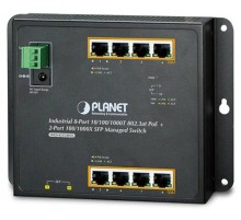 WGS-4215-8P2S индустриальный коммутатор/ IP30, IPv6/IPv4, 8-Port 1000T 802.3at PoE + 2-Port 100/1000X SFP Wall-mount Managed Ethernet Switch (-40 to 75 C, dual power input on 48-56VDC terminal block and power jack, SNMPv3, 802.1Q VLAN, IGMP Snooping, SSL,