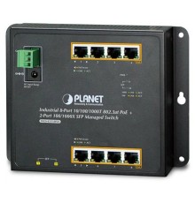 WGS-4215-8P2S индустриальный коммутатор/ IP30, IPv6/IPv4, 8-Port 1000T 802.3at PoE + 2-Port 100/1000X SFP Wall-mount Managed Ethernet Switch (-40 to 75 C, dual power input on 48-56VDC terminal block and power jack, SNMPv3, 802.1Q VLAN, IGMP Snooping, SSL,