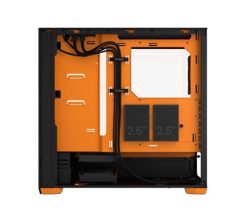 Корпус ПК без блока питания/ Case Fractal Design Pop Air RGB Orange Core TG Clear Tint, Midi-Tower, 3x120mm RGB, 2xUSB-A 3.2 ATX, mATX, mITX Black/Orange