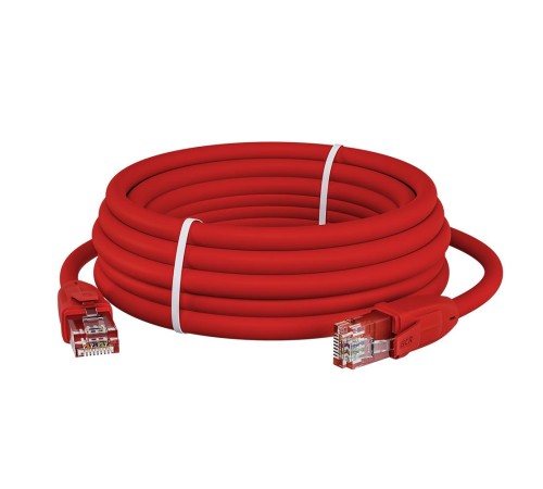 GCR Патч-корд прямой 5.0m UTP кат.6, красный, 24 AWG, литой, ethernet high speed, RJ45, T568B