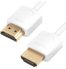 GCR Ультратонкий кабель HDMI2.0 для AppleTV, SLIM, 2.0m, белый, OD3.8mm, HDR 4:2:0, Ultra HD, 4K60Hz, 18.0 Гбит/с, 32/32 AWG