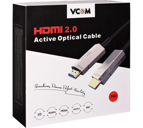Кабель/ Активный оптический кабель HDMI 19M/M,ver. 2.0, 4K@60 Hz 20m VCOM <D3742P-20M>