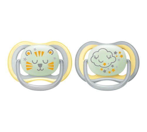 Пустышка Philips/ Пустышка для мальчиков Philips Avent ultra air night SCF376/01, с футляром для хранения и стерилизации, 2 шт, 18+ мес
