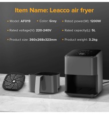 Аэрогриль LEACCO AF010 Air Fryer Black