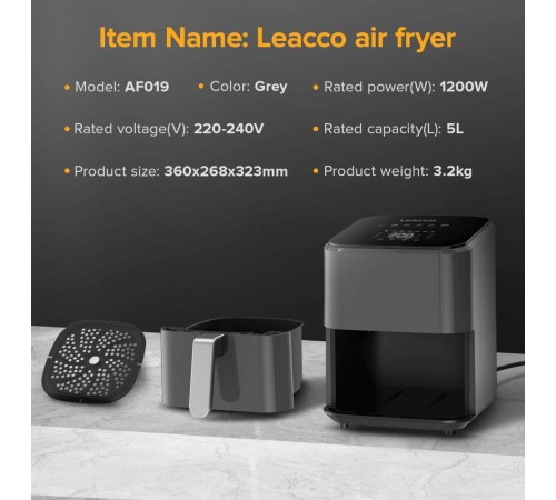 Аэрогриль LEACCO AF010 Air Fryer Black