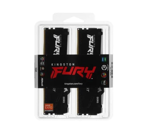 Память оперативная/ Kingston 32GB 5600MT/s DDR5 CL36 DIMM (Kit of 2) FURY Beast RGB EXPO Память оперативная/ Kingston 32GB 5600MT/s DDR5 CL36 DIMM (Kit of 2) FURY Beast RGB EXPO