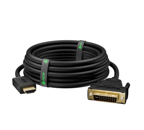 GCR Кабель 20.0m HDMI-DVI черный, OD8.0mm, 28 AWG, позолоченные контакты, 19M / 25M Dual Link, тройной экран