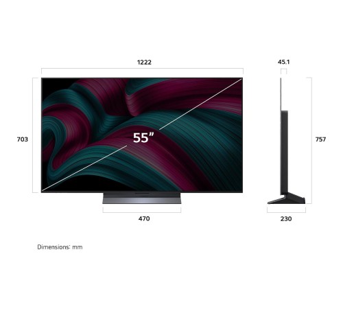 Телевизор 55'' LG/ 55'' OLED, Ultra HD, Smart TV, WebOS, Bluetooth, MR NFC, 120Hz Native (VRR 144Hz), 2.2ch 40Вт Dolby Atmos, 2хHDMI, 3хUSB, 1 Pole, Charcoal Black, 2025