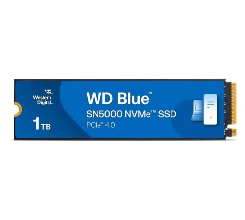 Твердотельный накопитель Western Digital Blue SN5000 SSD M2.2280 PCIe 4.0 1Tb, 5150MBs/4900MBs, TBW 600, WDS100T4B0E, 1 year