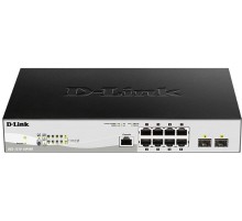Коммутатор/ DGS-1210-10P/ME/B Managed L2 Metro Ethernet Switch 8x1000Base-T PoE, 2x1000Base-X SFP, PoE Budget 78W, Surge 6KV, CLI, RJ45 Console, Dying Gasp
