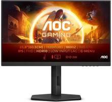 Монитор 24" AOC 24G4X 1920x1080, WLED, 16:9, Fast IPS, 300cd, 1000:1, 80M:1, 1ms, 178/178, HDMI*2, DP, 180Hz, Speakers, HAS, Pivot, Tilt, Swivel, Внут, VESA, Black/Grey, 3y