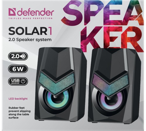 Defender Акустическая 2.0 система Solar 1 6Вт, подсветка, питание от USB