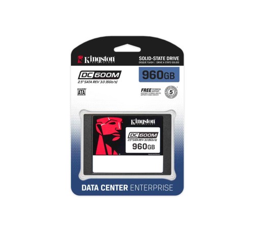 Твердотельный накопитель/ Kingston SSD DC600M, 960GB, 2.5" 7mm, SATA3, 3D TLC, R/W 560/530MB/s, IOPs 94 000/65 000, TBW 1752, DWPD 1 (12 мес) Твердотельный накопитель/ Kingston SSD DC600M, 960GB, 2.5" 7mm, SATA3, 3D TLC, R/W 560/530MB/s, IOPs 94 000/65 000, TBW 1752, DWPD 1 (12 мес)