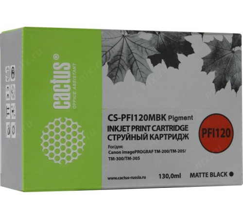 -/ Картридж струйный Cactus CS-PFI120MBK черный матовый (130мл) для Canon imagePROGRAF TM-200/TM-205/TM