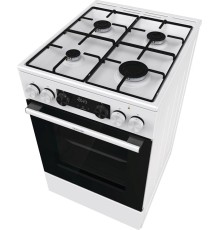 Комбинированная плита Gorenje/ Комбинированная плита Gorenje, Эмаль SilverMatte, объем духовки 62 л, механическое управление, сенсорный программатор IconLED, многоуровневое приготовление, электроподжиг, рельефные направляющие, 2 стекла+термослой, энергоэф