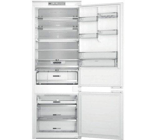 Встраиваемые холодильники Whirlpool 70 см, 193.5х54.3х69 см, 295/99 л, инверторный компрессор, автоматическая разморозка, зона свежести влажная, сенсорное управление, технология 6 SMYSL FreshControl, MultiFlow, FreezeControl, перенавешиваемые дверцы, скол