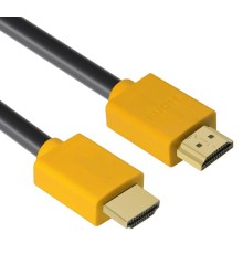 Greenconnect Кабель 0.3m HDMI версия 2.0, HDR 4:2:2, Ultra HD, 4K 60 fps 60Hz/5K*30Hz, 3D, AUDIO, 18.0 Гбит/с, 28/28 AWG, OD7.3mm, тройной экран, черный, желтые коннекторы, GCR-HM441-0.3m