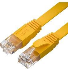 GCR Патч-корд PROF плоский прямой 3.0m, UTP медь кат.6, желтый, 30 AWG, ethernet high speed 10 Гбит/с, RJ45, T568B, GCR-52829