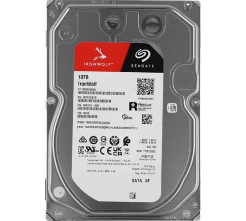 Жесткий диск Seagate IronWolf NAS HDD 3.5" SATA 10Tb, 7200 rpm, 256Mb buffer, CMR, ST10000VN000, 1 year