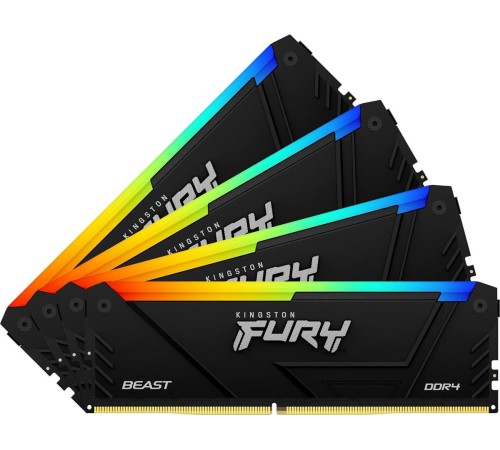 Память оперативная/ Kingston 64GB 2666MT/s DDR4 CL16 DIMM (Kit of 4) FURY Beast RGB Память оперативная/ Kingston 64GB 2666MT/s DDR4 CL16 DIMM (Kit of 4) FURY Beast RGB