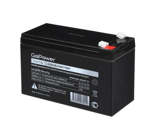 Аккумулятор свинцово-кислотный GoPower LA-1270/security 12V 7Ah клеммы T1/ F1 (1/5) Аккумулятор свинцово-кислотный GoPower LA-1270/security 12V 7Ah клеммы T1/ F1 (1/5)