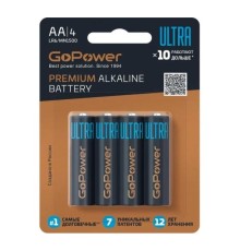 Батарейка/ Батарейка GoPower ULTRA LR6 AA BL4 Alkaline 1.5V (4/40/480) (4 шт.)