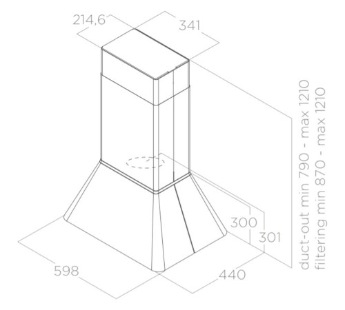 Вытяжки ELICA/ Островная вытяжка, 60 см, черный