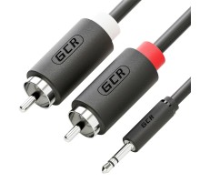 GCR Кабель-переходник аудио 0.5m jack 3,5mm / 2 х RCA , черный, M/M, GCR-51722