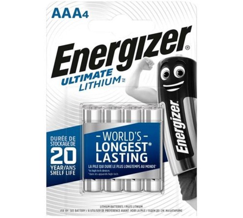 Батарейка AAA/ Батарейка Energizer Ultimate FR03 AAA BL4 Lithium 1.5V (4/48) (4 шт.) Батарейка AAA/ Батарейка Energizer Ultimate FR03 AAA BL4 Lithium 1.5V (4/48) (4 шт.)