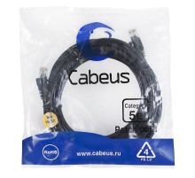 Патч-корд U/UTP Cabeus PC-UTP-RJ45-Cat.5e-5m-BK-LSZH Патч-корд U/UTP, категория 5е, 2xRJ45/8p8c, неэкранированный, черный, LSZH, 5м